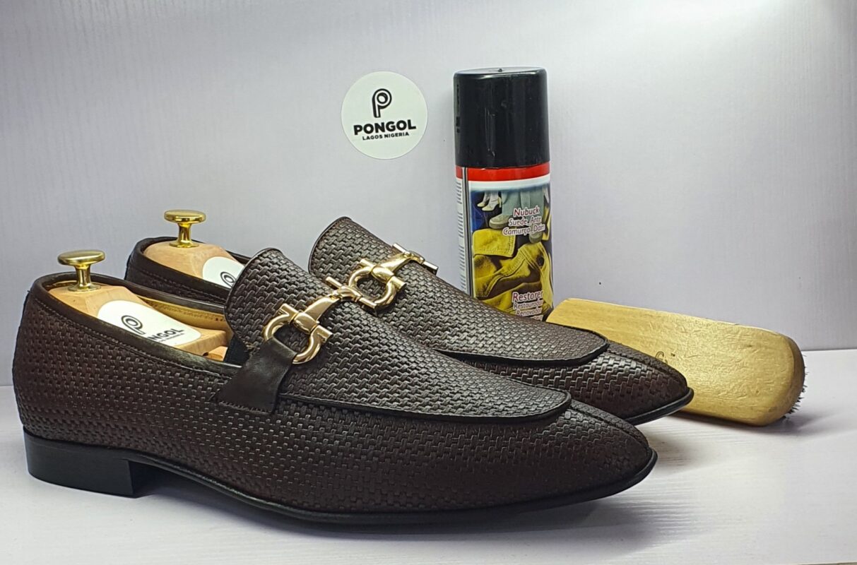 Pongol Bespoke Crochet Leather Bits Loafers - Brown