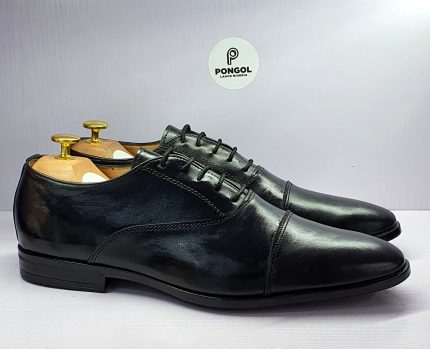 Pongol Bespoke Cap-Toe Oxford Shoe - Black